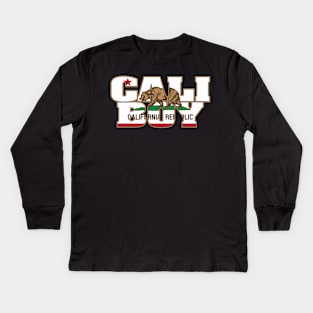 Cali Boy (Bear Flag Design) Kids Long Sleeve T-Shirt